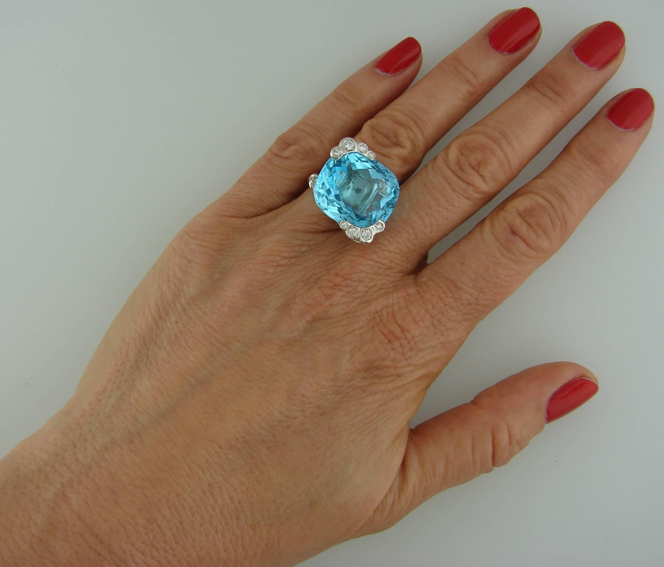 Piaget Blue Topaz Diamond White Gold Ring 2