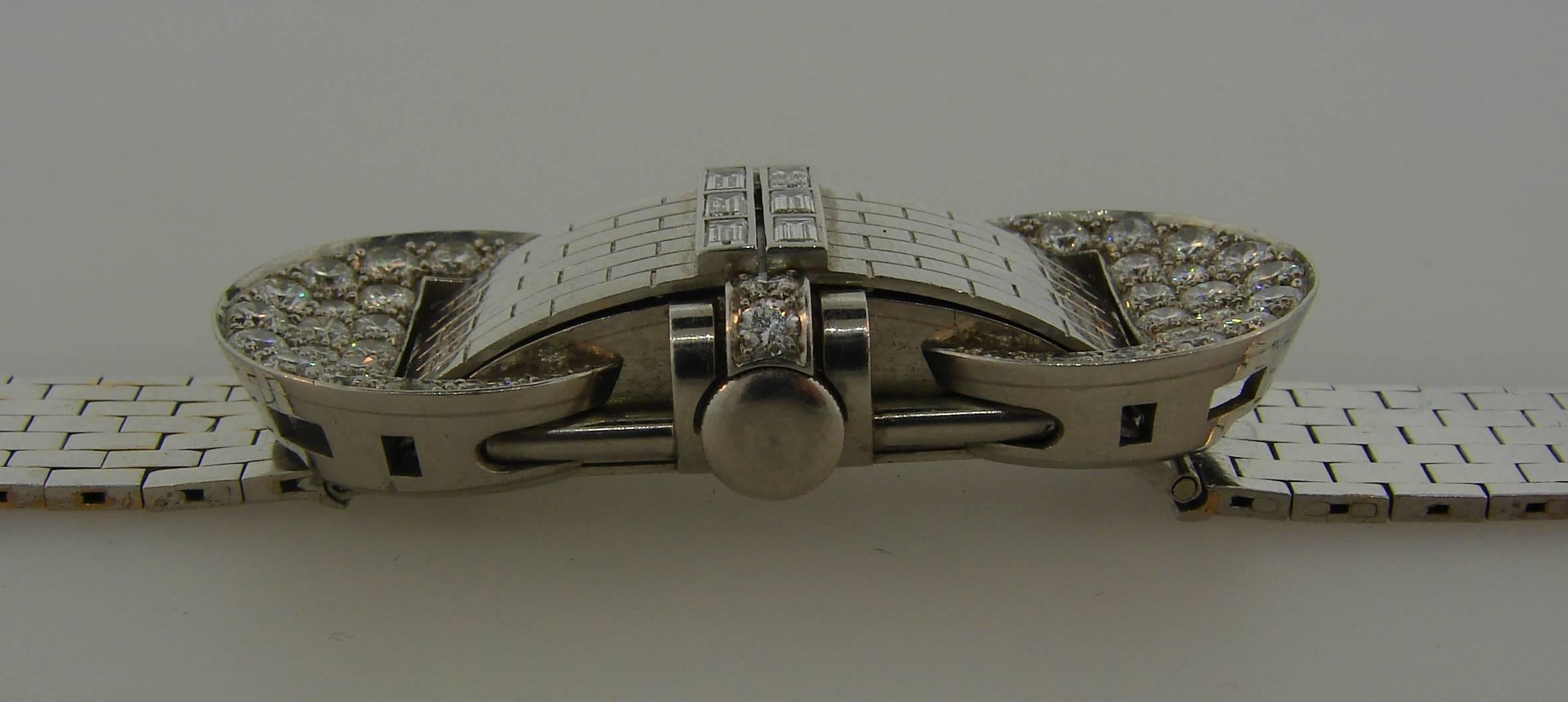 Van Cleef & Arpels Diamond Platinum White Gold Bracelet Ladies Wristwatch 4