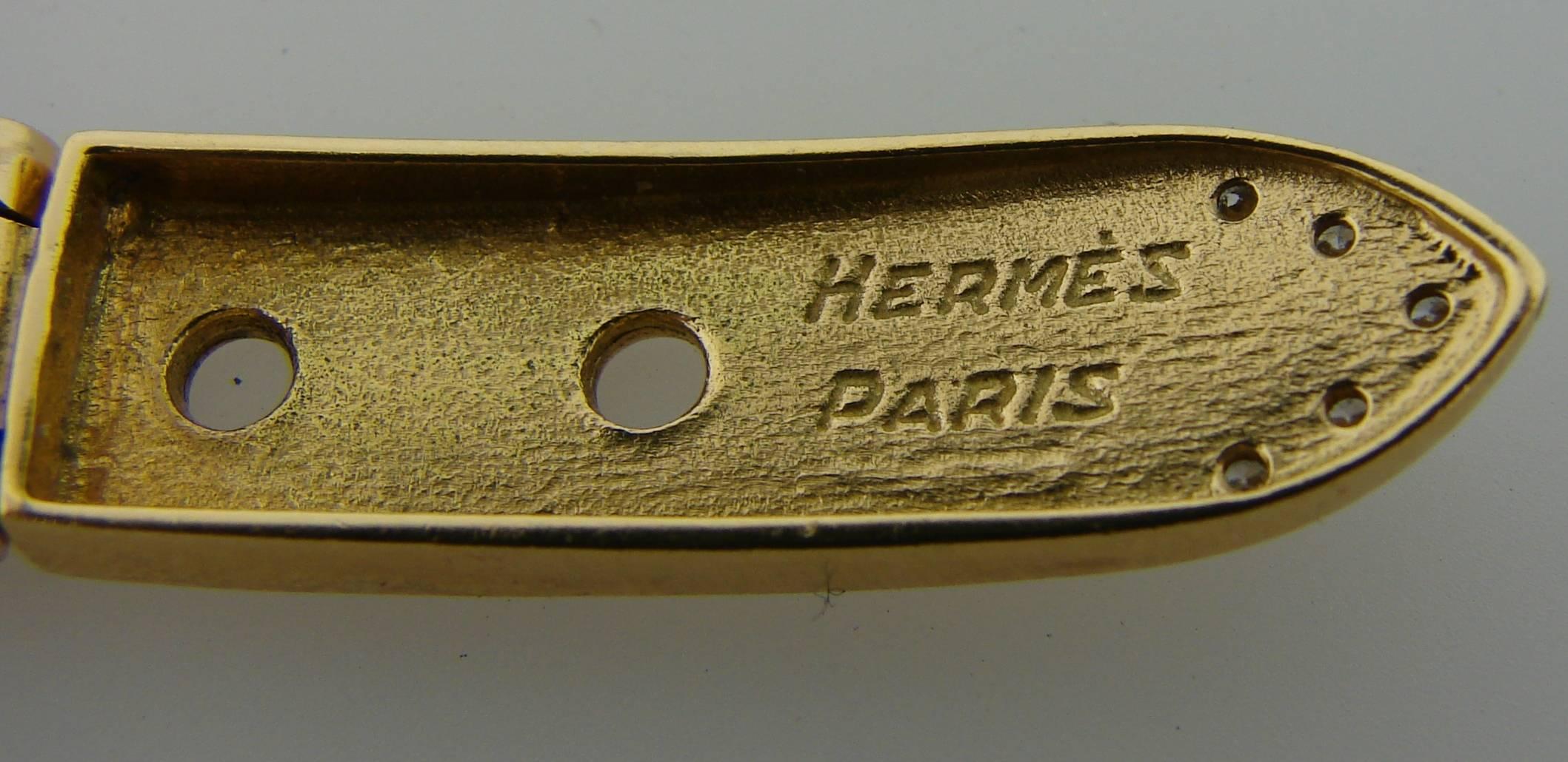 1970s Hermes Diamond Yellow Gold Buckle Link Bracelet 3