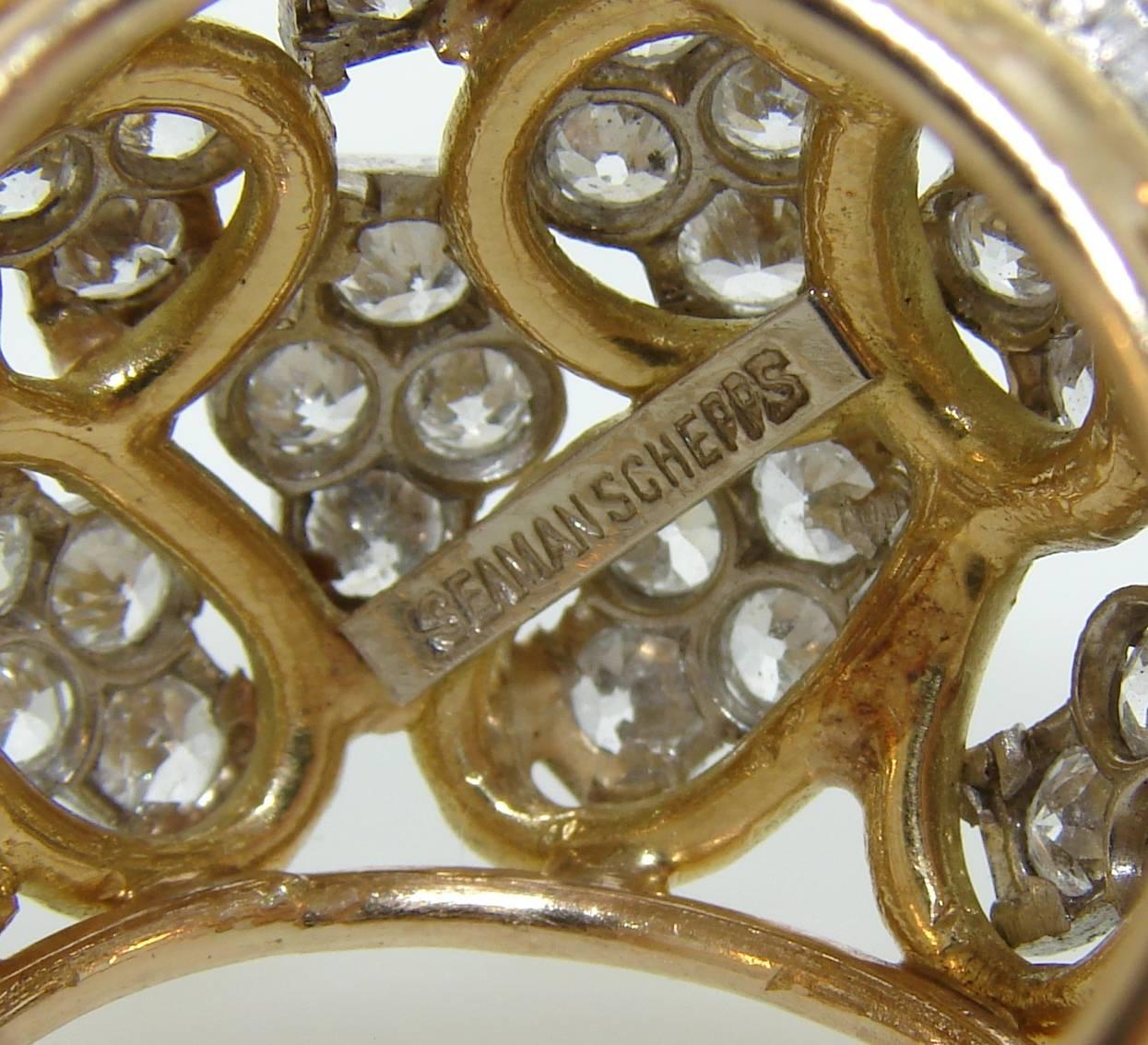 Seaman Schepps Diamond Yellow Gold Platinum Ring, 1950s 3