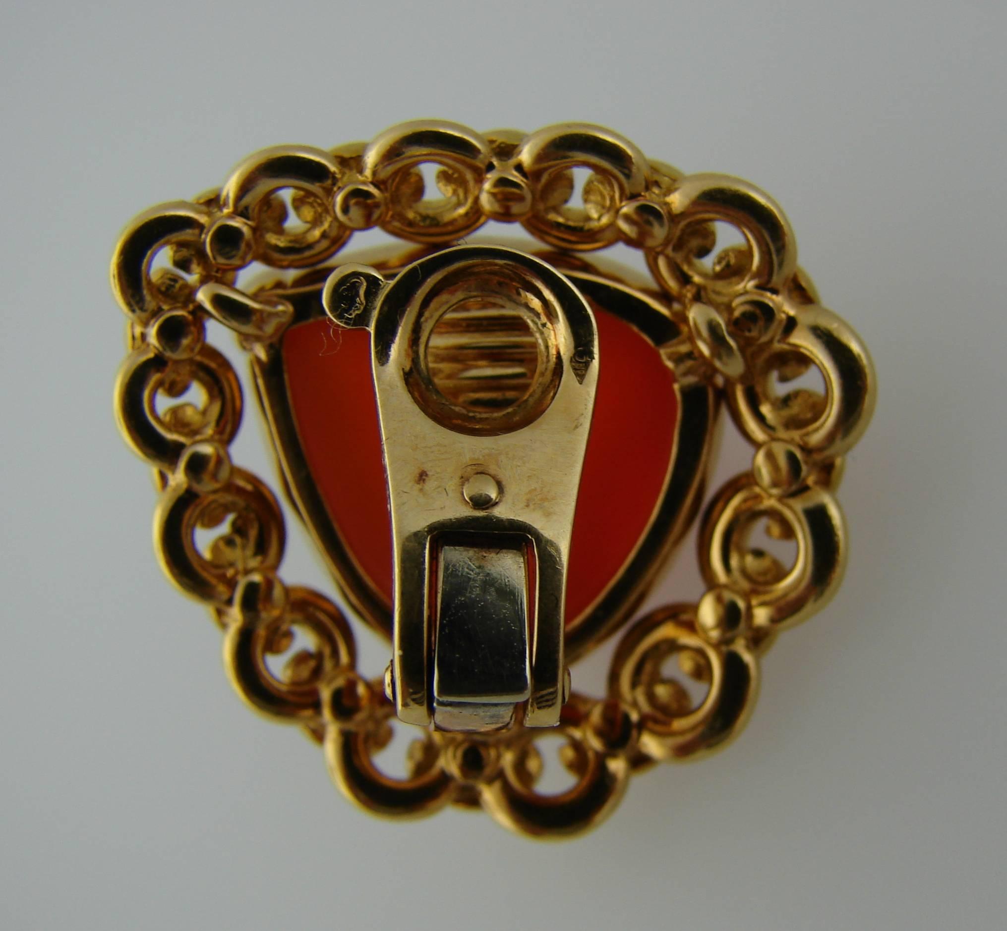1980s Hermes Carnelian Yellow Gold Earrings and Bracelet Set 3