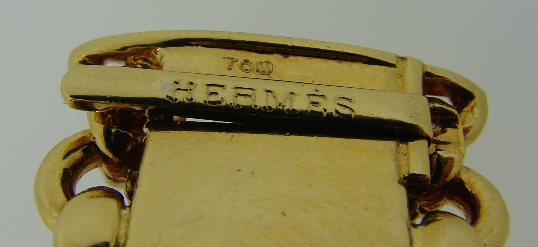 1980s Hermes Carnelian Yellow Gold Earrings and Bracelet Set 5