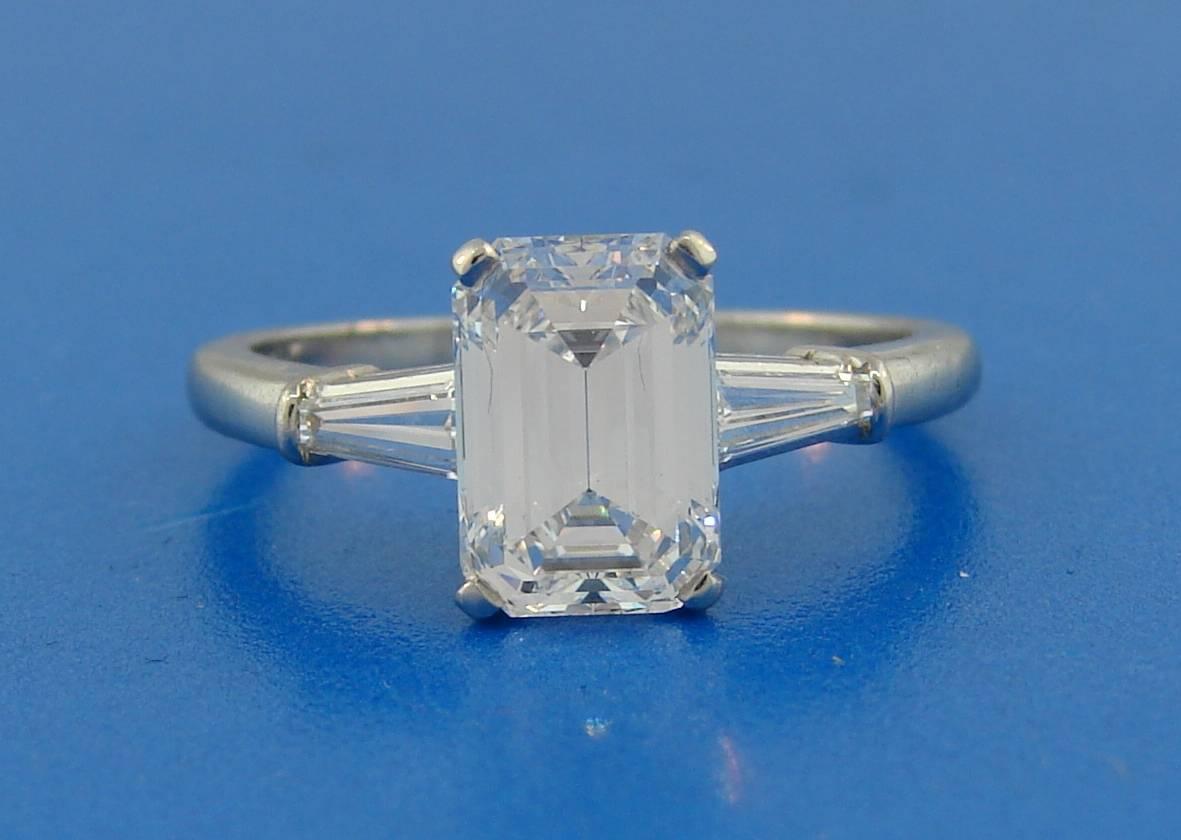 Cartier 2.03 Carat GIA Emerald Cut Diamond Platinum Engagement Ring 1