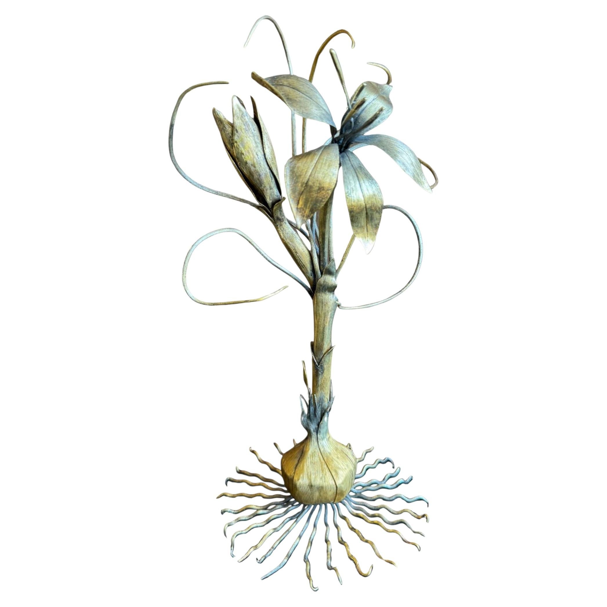 Vintage Tiffany & Co. Gilded Sterling Silver Botanical Floral Sculpture, Mexico For Sale