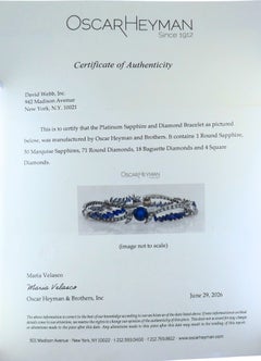 Bracelet Oscar Heyman en platine, saphir et diamant – Certificat d'authenticité