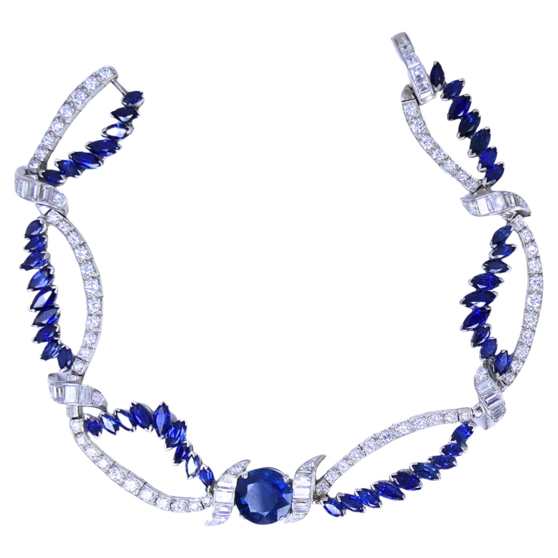 Oscar Heyman Platinum Sapphire Diamond Bracelet Certificate of Authenticity For Sale