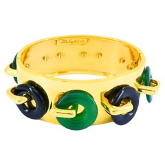 Aldo Cipullo per Cartier: bracciale a cerniera in oro 18 carati con onice e crisoprasio