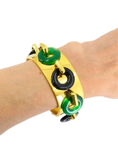 Aldo Cipullo per Cartier: bracciale a cerniera in oro 18 carati con onice e crisoprasio
