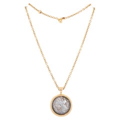 Bvlgari Bulgari Monete Necklace Silver Greek Coin Rose Gold