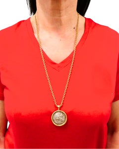 Bvlgari Bulgari Monete Necklace Silver Greek Coin Rose Gold