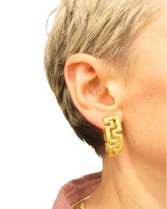 Vintage Tiffany & Co. 18k Gold Clip-On Earrings Greek Key Collection