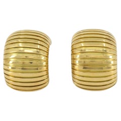 Boucles d'oreilles à clip Carlo Weingrill en or 18 carats, motif Tubogas
