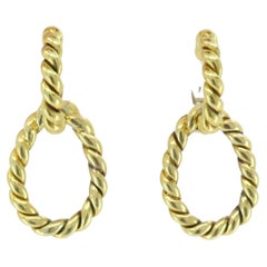 Vintage Tiffany & Co. 18k Gold Drop Earrings Rope Design Detachable