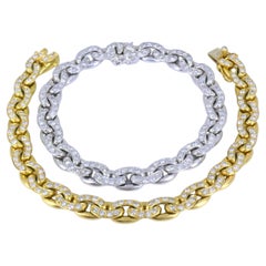 Sterle Paris Single Cut Diamonds Pair of Bracelets 18k Yellow & White Gold 1950s