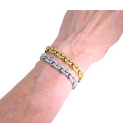 Sterle Paris Single Cut Diamonds Pair of Bracelets 18k Yellow & White Gold 1950s