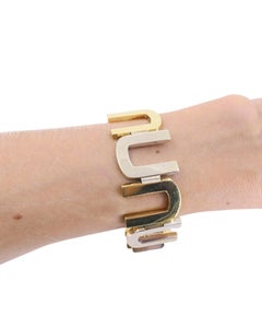 Bracelet Cartier vintage en or jaune et blanc 18 carats, motif géométrique