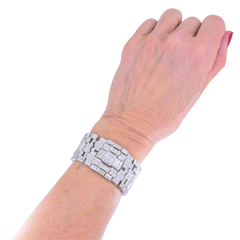 Bracelet Art déco en platine serti de diamants taille Asscher, large, signé Cusi Gioiellieri, 1935