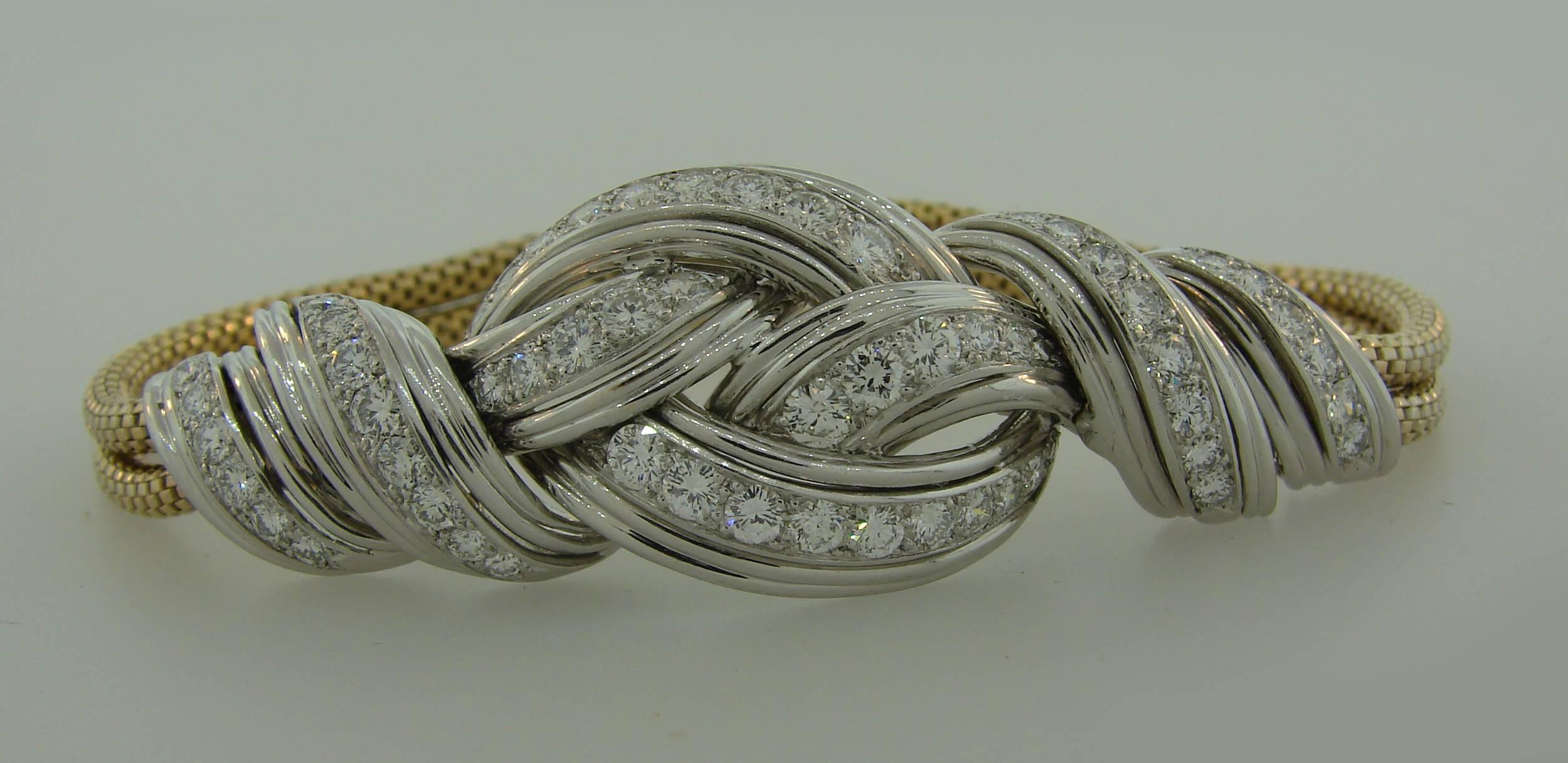 Cartier Diamond Gold Bracelet, 1950s In Excellent Condition In Beverly Hills, CA