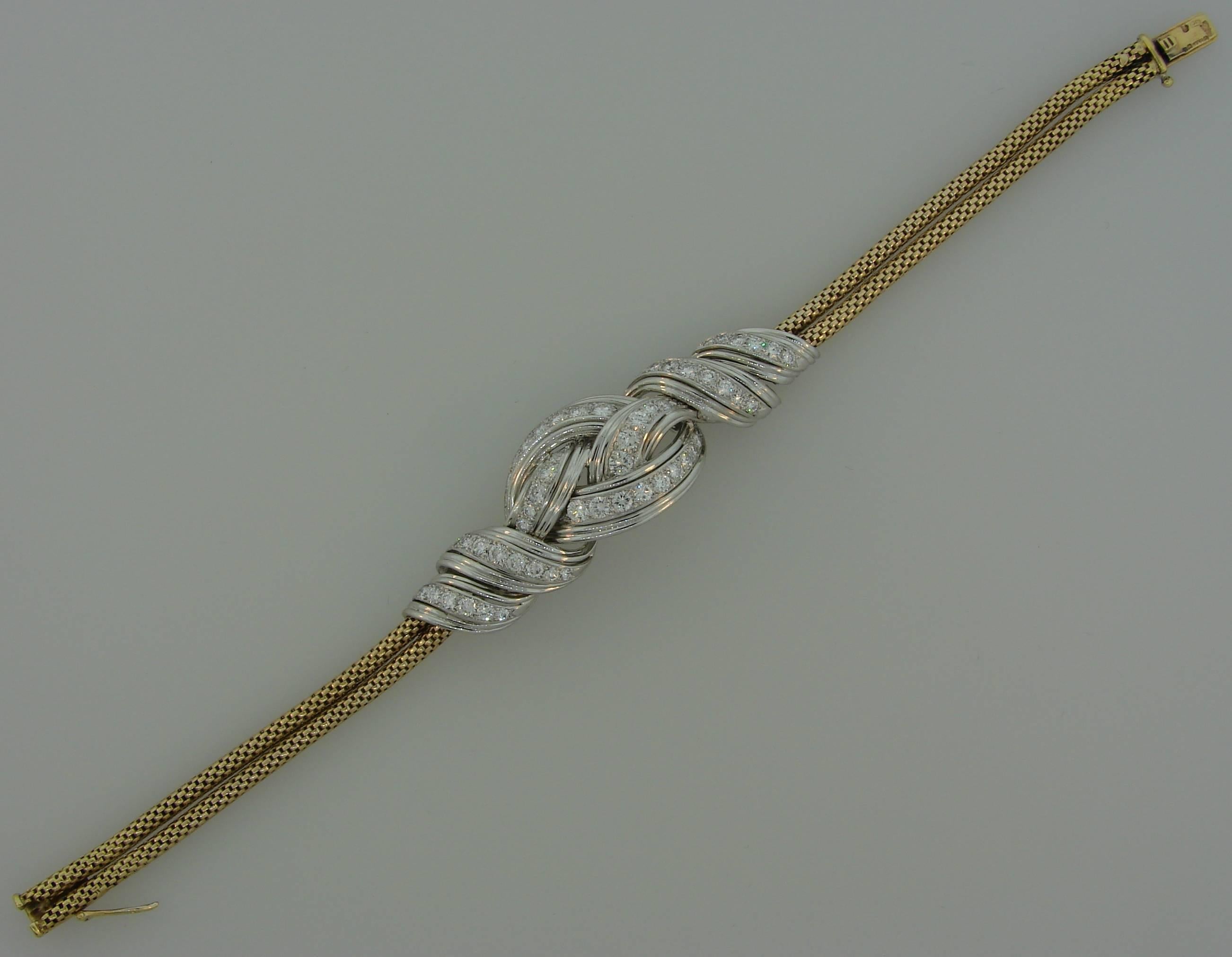 Women's Cartier Diamond Gold Bracelet, 1950s