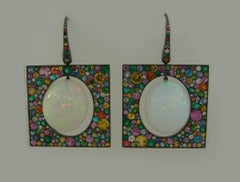 Theodoros Earrings 18k Gold Opal Multicolored Gemstones