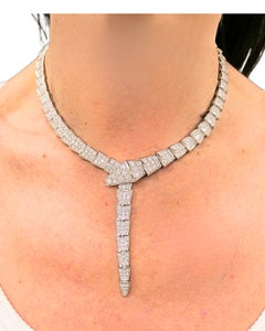 Bvlgari Bulgari Serpenti Viper Necklace 18k White Gold Diamond Original Box