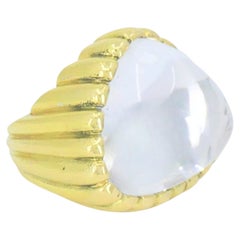 Anello da cocktail in oro 18 carati con cristallo di rocca di David Webb, misura 6