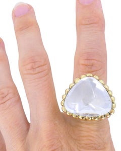 David Webb 18k Gold Rock Crystal Ring Size 6 Cocktail Ring