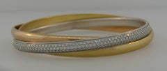 Cartier Diamond Three-Tone Gold Trinity Bangle Bracelet