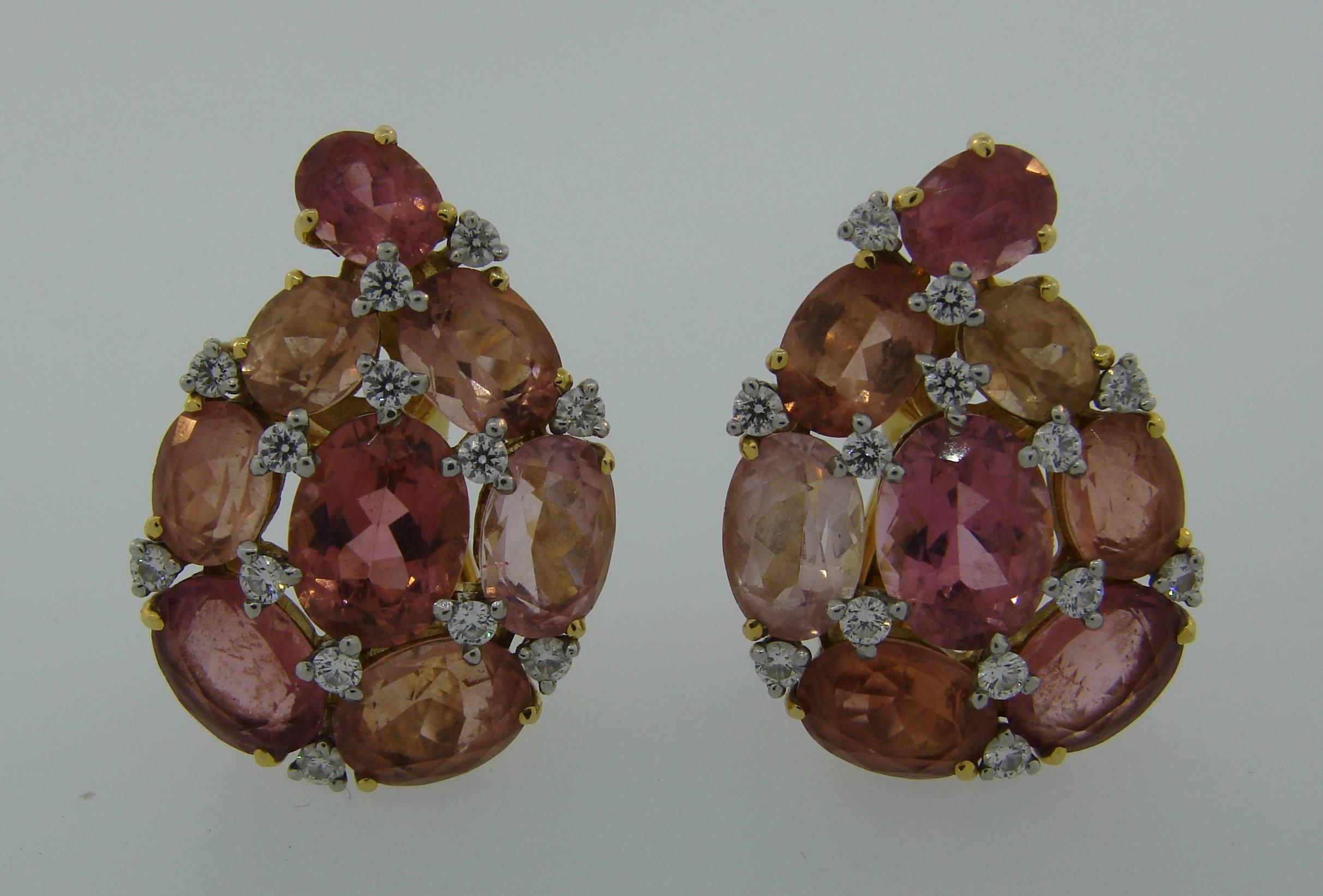 Verdura Tourmaline Diamond Yellow Gold Earrings 2