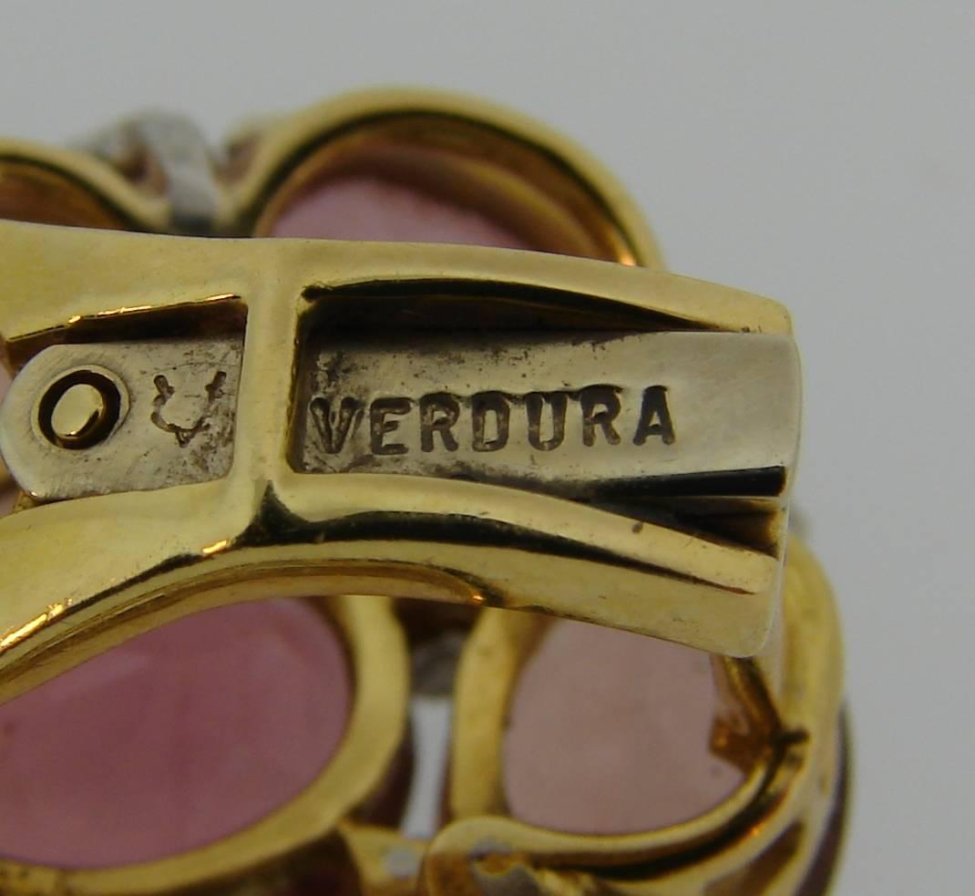 Verdura Tourmaline Diamond Yellow Gold Earrings 6