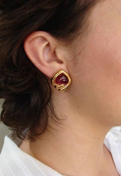 Bulgari Ruby Sapphire Yellow Gold Heart Earrings