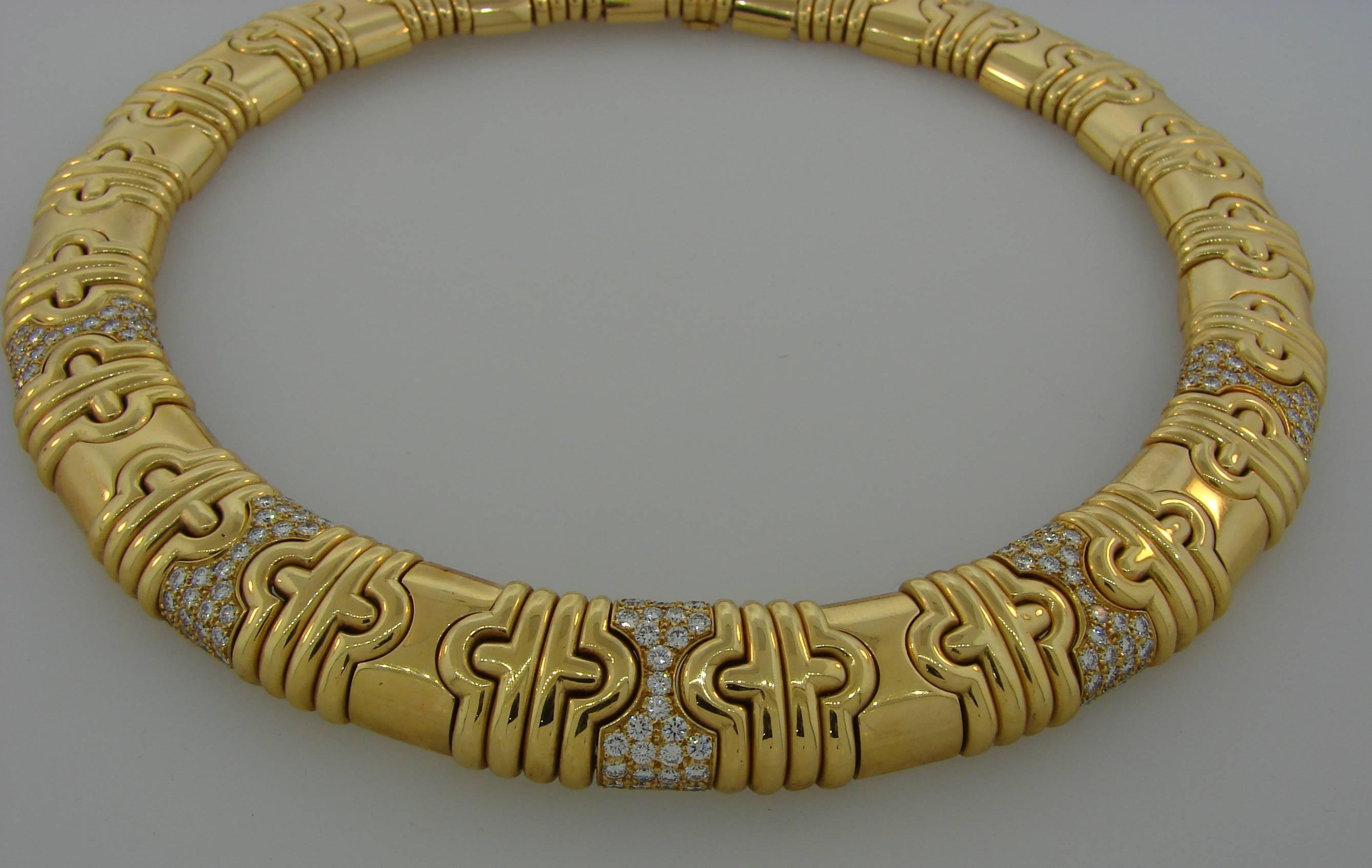 Bulgari Diamond Yellow Gold Parentesi Necklace In Excellent Condition In Beverly Hills, CA
