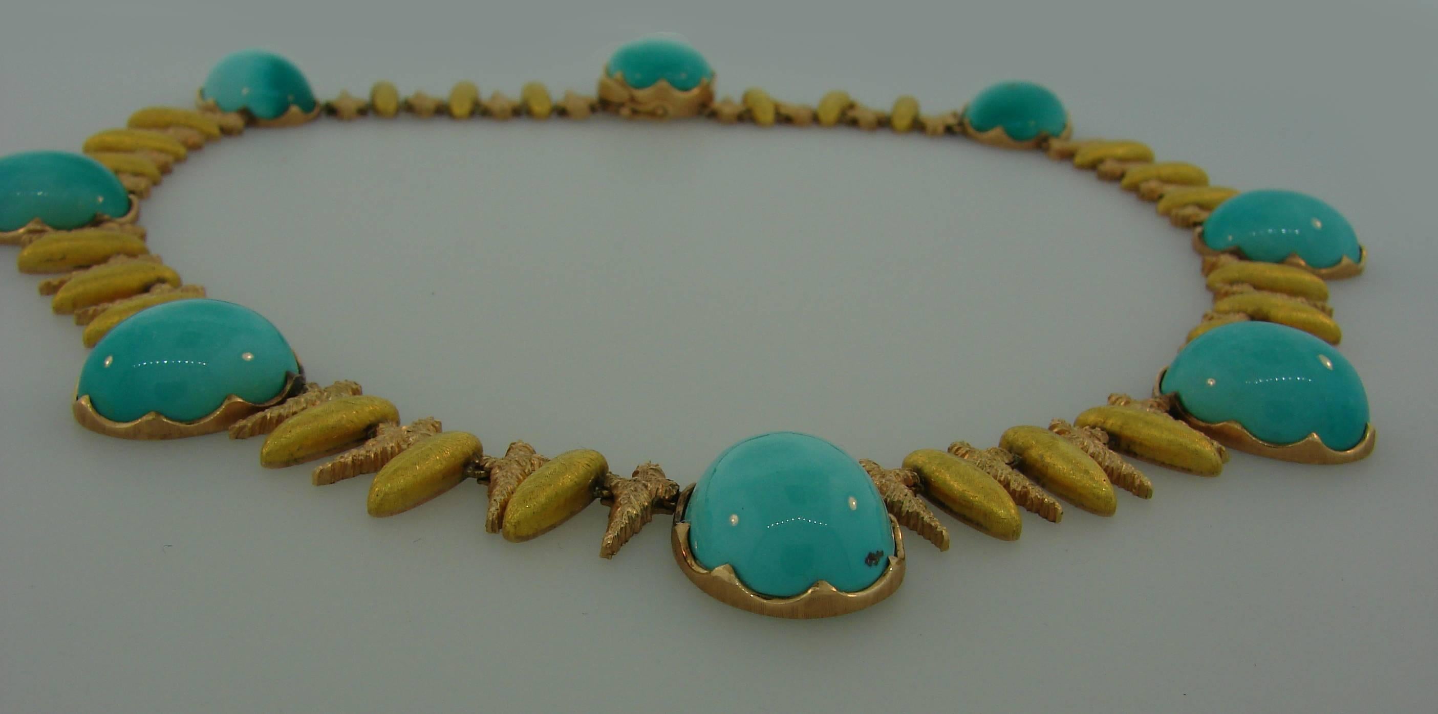 Women's Vintage Buccellati Turquoise Gold Necklace