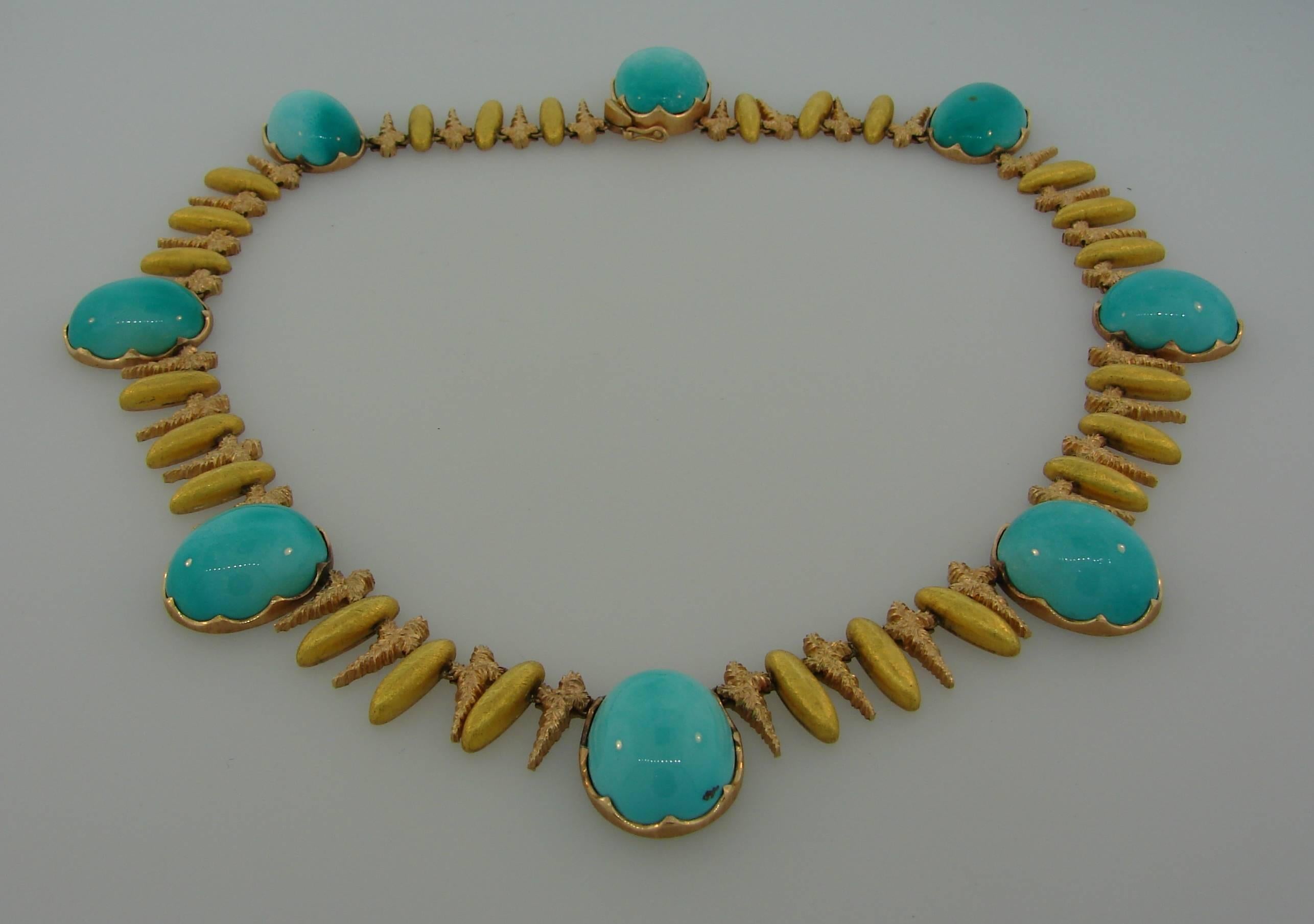 Cabochon Vintage Buccellati Turquoise Gold Necklace