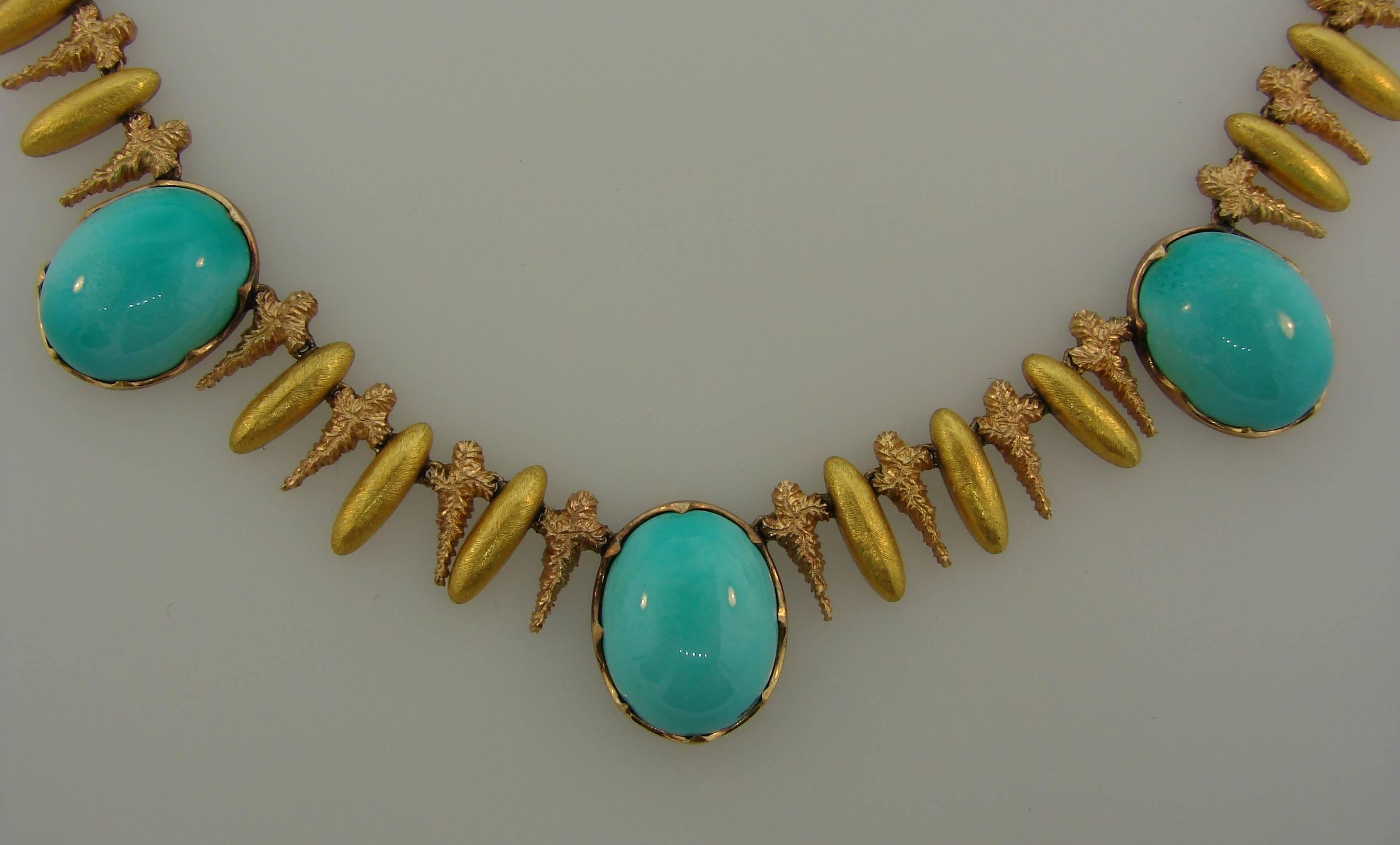 Vintage Buccellati Turquoise Gold Necklace In Excellent Condition In Beverly Hills, CA