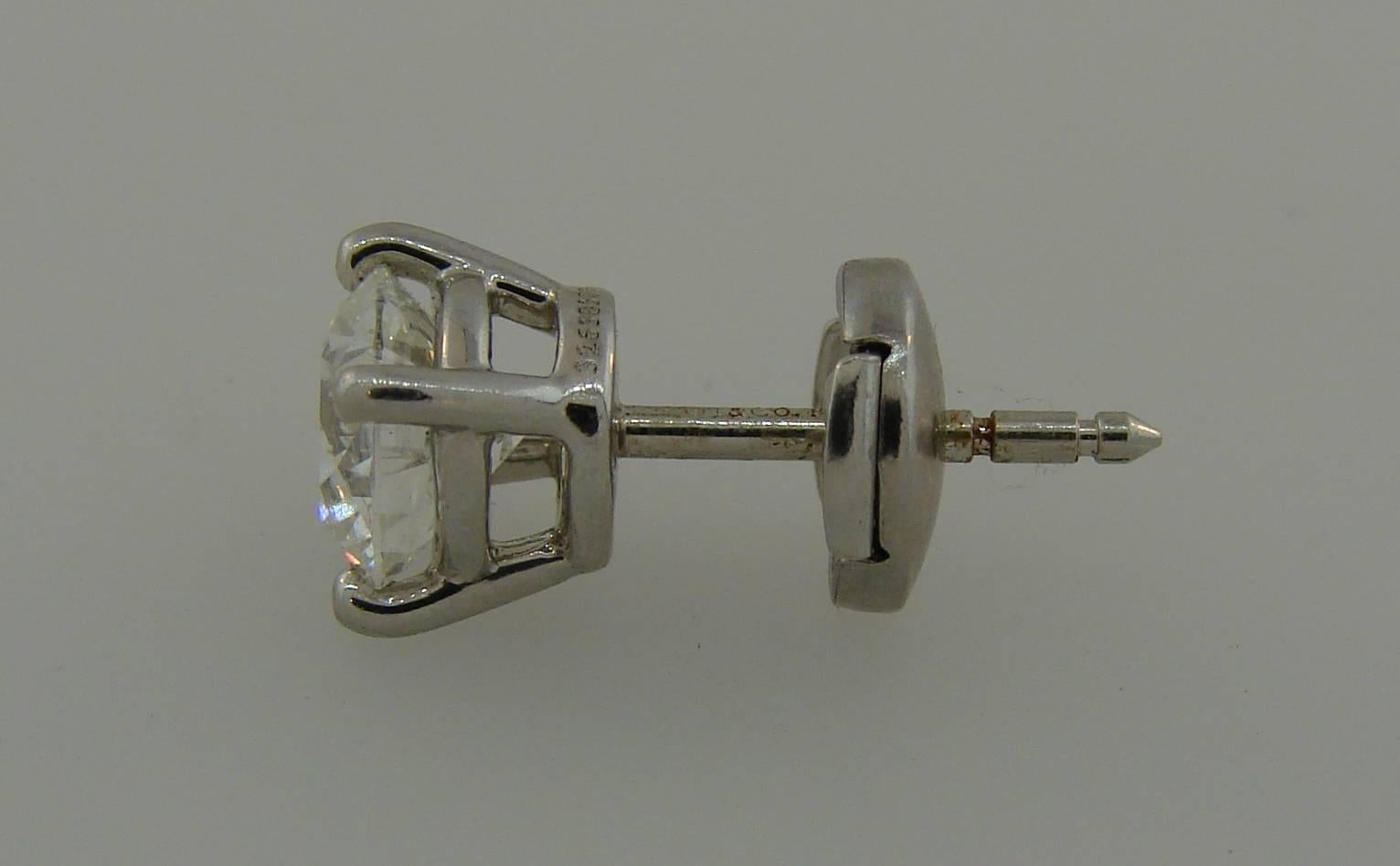 Tiffany & Co. 2.18 Carat F VVS Diamond Platinum Stud Earrings 1