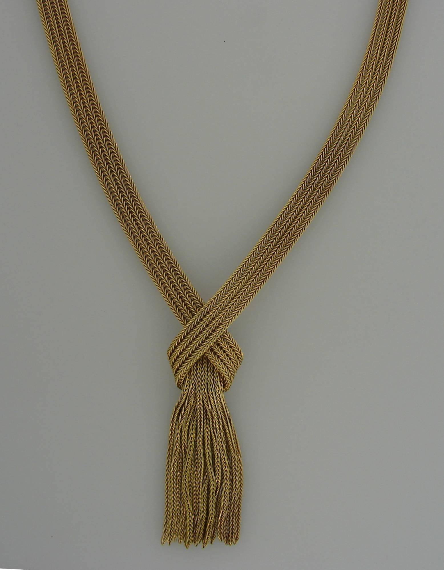 Grosse Yellow Gold Retro Tassel Necklace, 1960s In Excellent Condition In Beverly Hills, CA