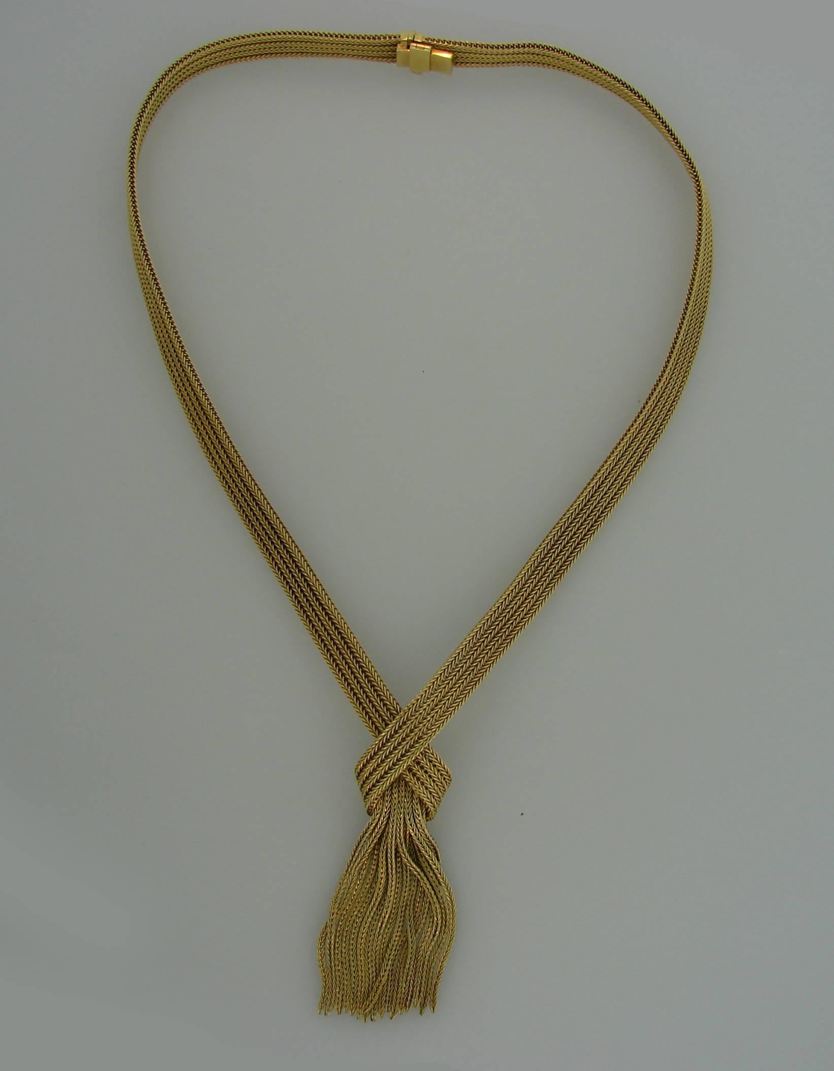 Women's Grosse Yellow Gold Retro Tassel Necklace, 1960s