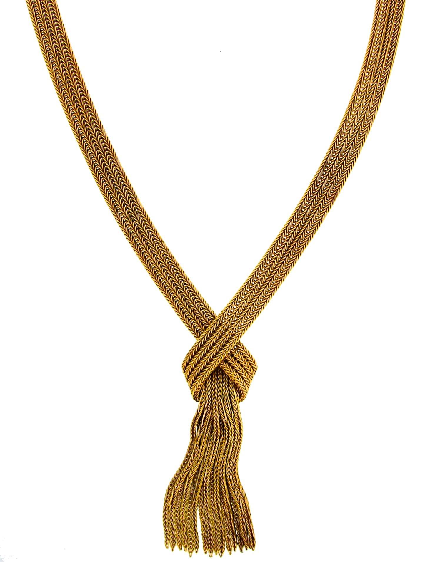 Grosse Yellow Gold Retro Tassel Necklace, 1960s 1