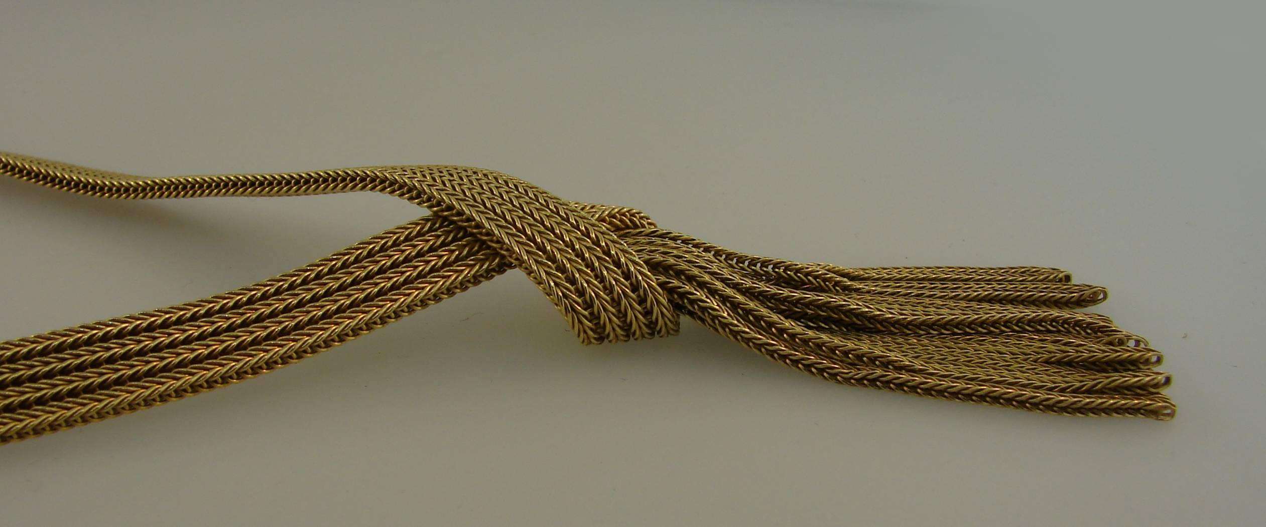 Grosse Yellow Gold Retro Tassel Necklace, 1960s 3