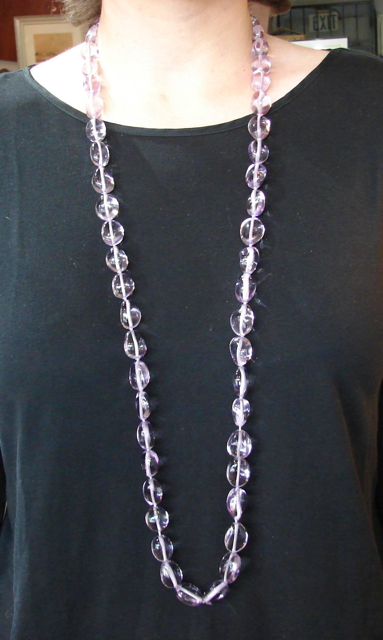 Verdura Amethyst Bead Strand Necklace with Yellow Gold Clasp In Excellent Condition In Beverly Hills, CA
