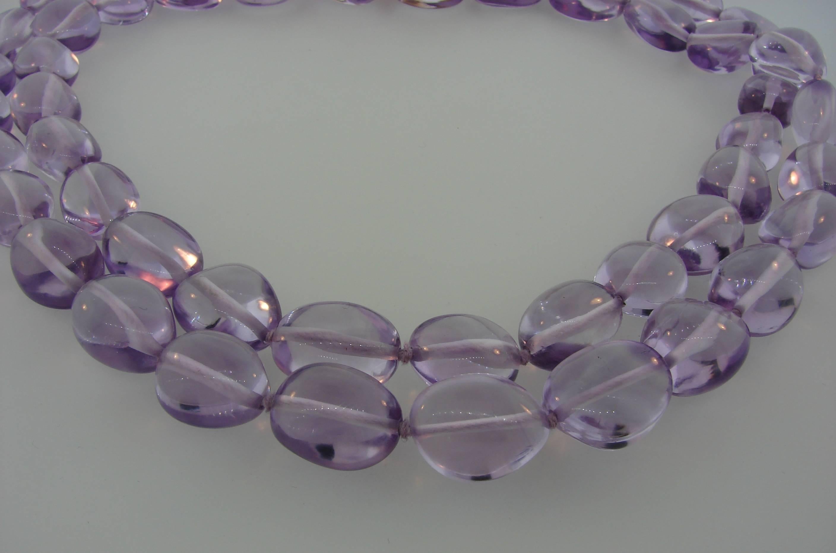 Verdura Amethyst Bead Strand Necklace with Yellow Gold Clasp 1