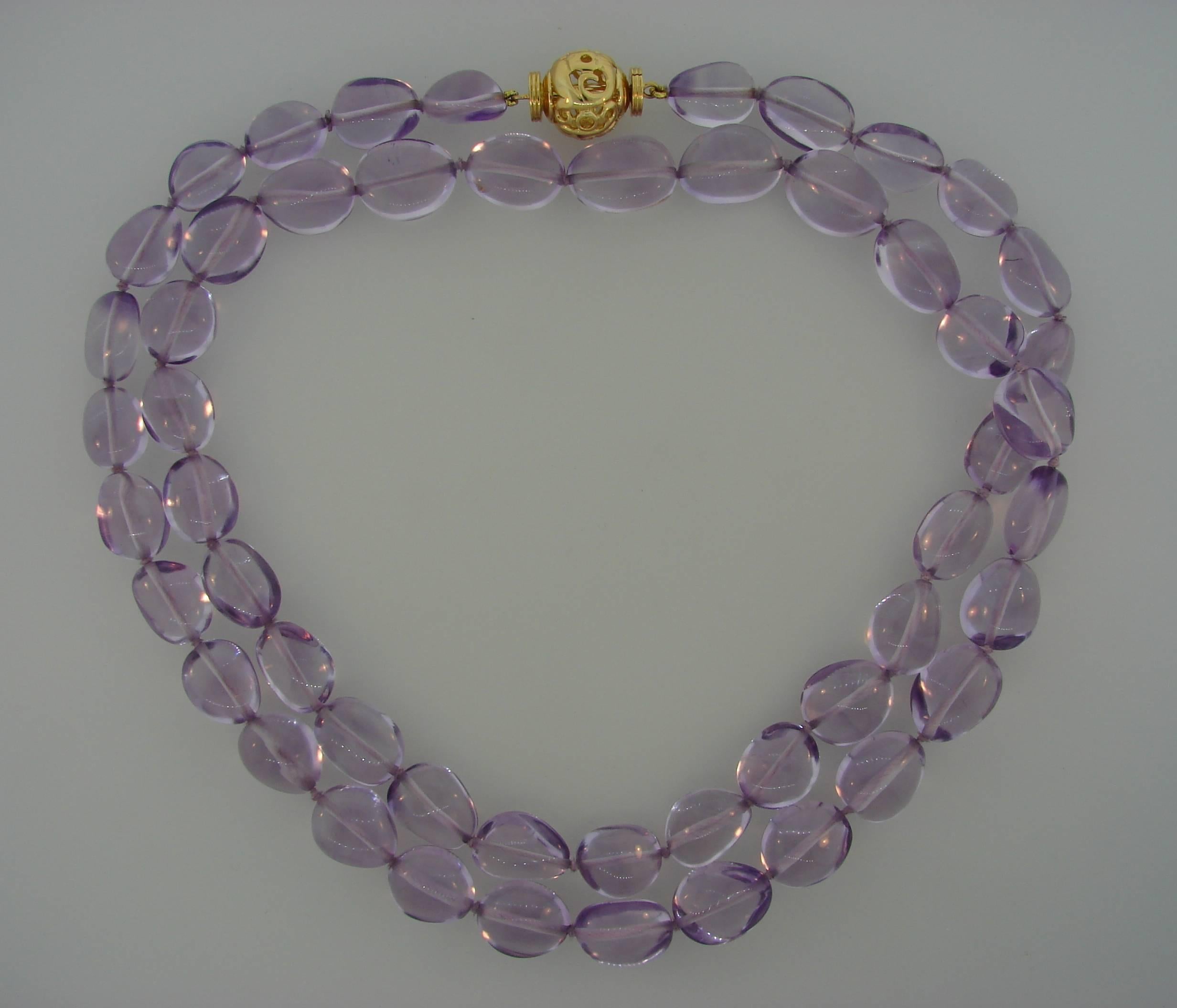 Women's Verdura Amethyst Bead Strand Necklace with Yellow Gold Clasp
