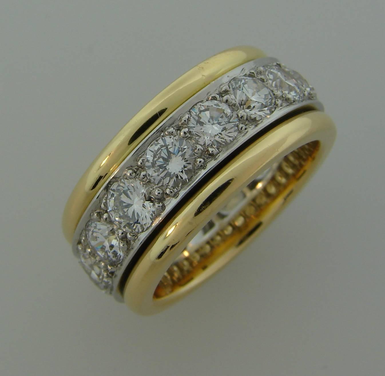 1980s Oscar Heyman Diamond Gold Eternity Band Ring In Excellent Condition In Beverly Hills, CA