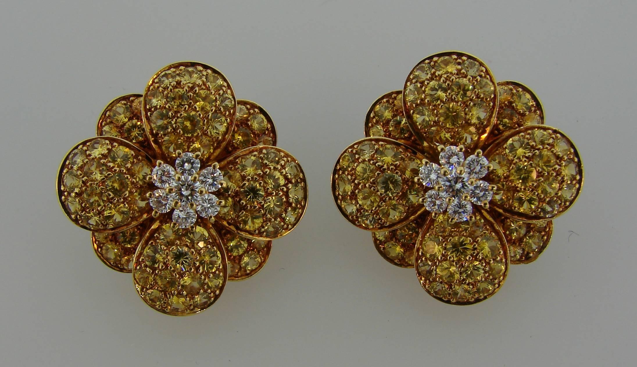 Contemporary Van Cleef & Arpels Diamond Yellow Sapphire Gold Earrings