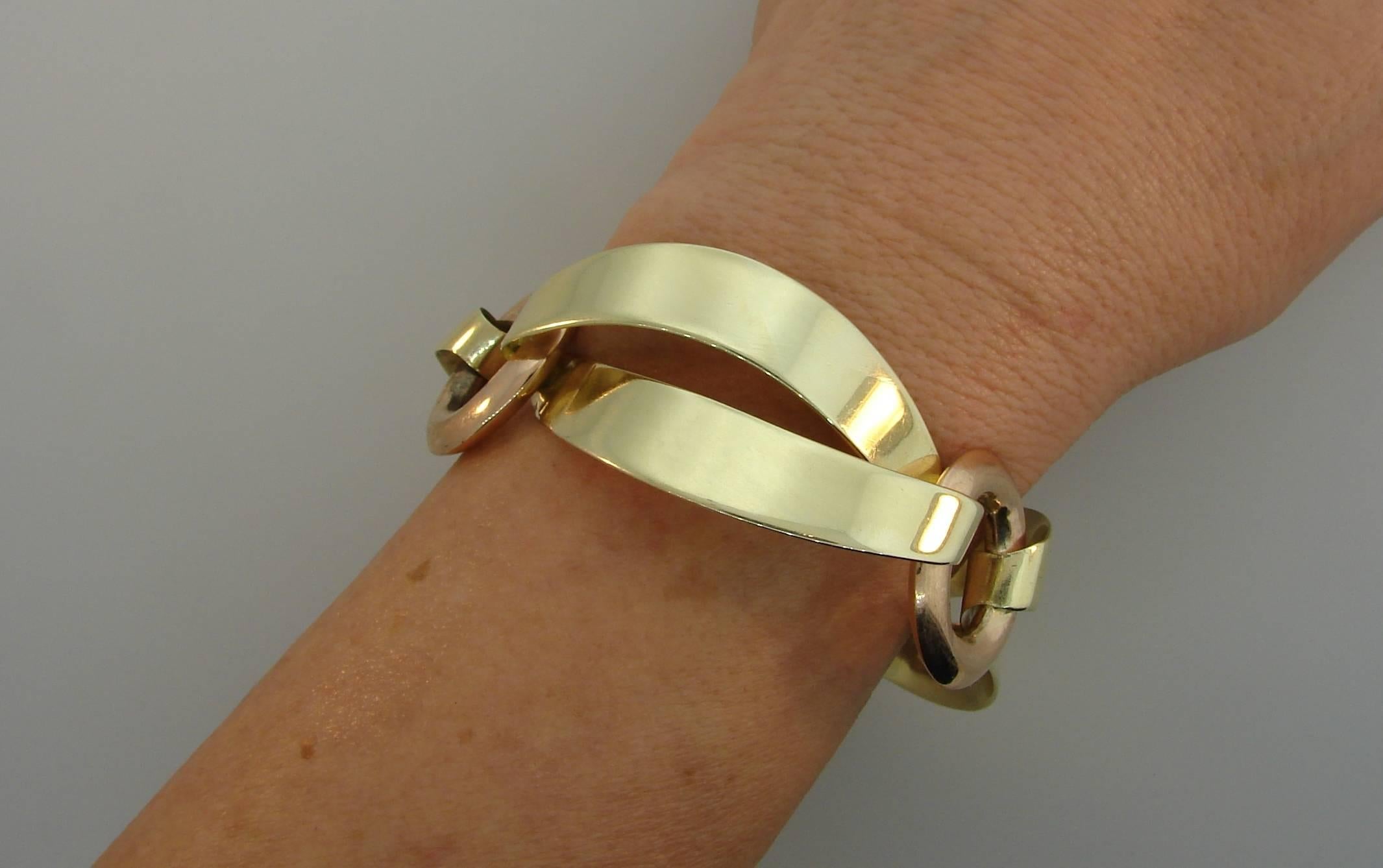 1940s Cartier Yellow and Rose Gold Bracelet In Excellent Condition In Beverly Hills, CA