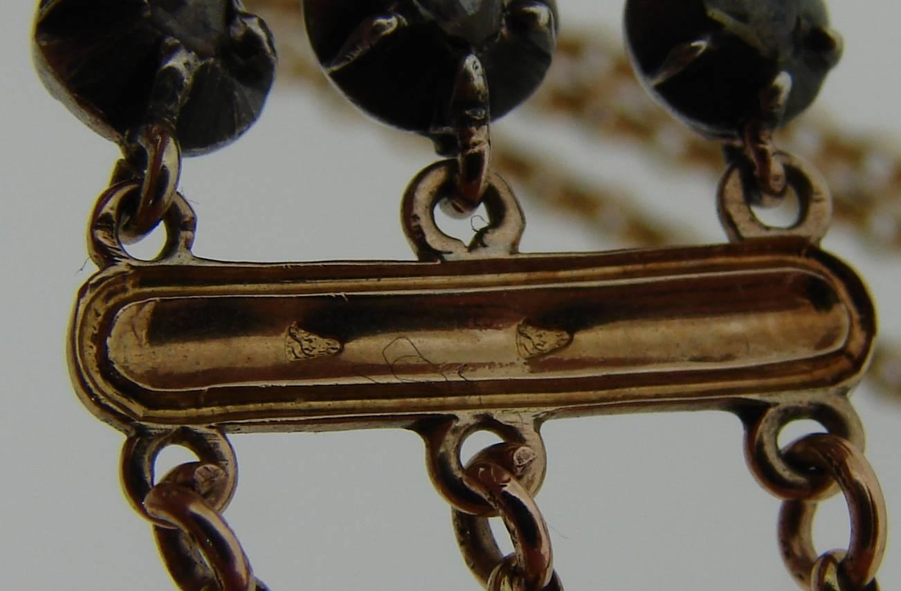 Georgianische Diamant-Silber-Gelbgold-Halskette, Französisch im Angebot 5