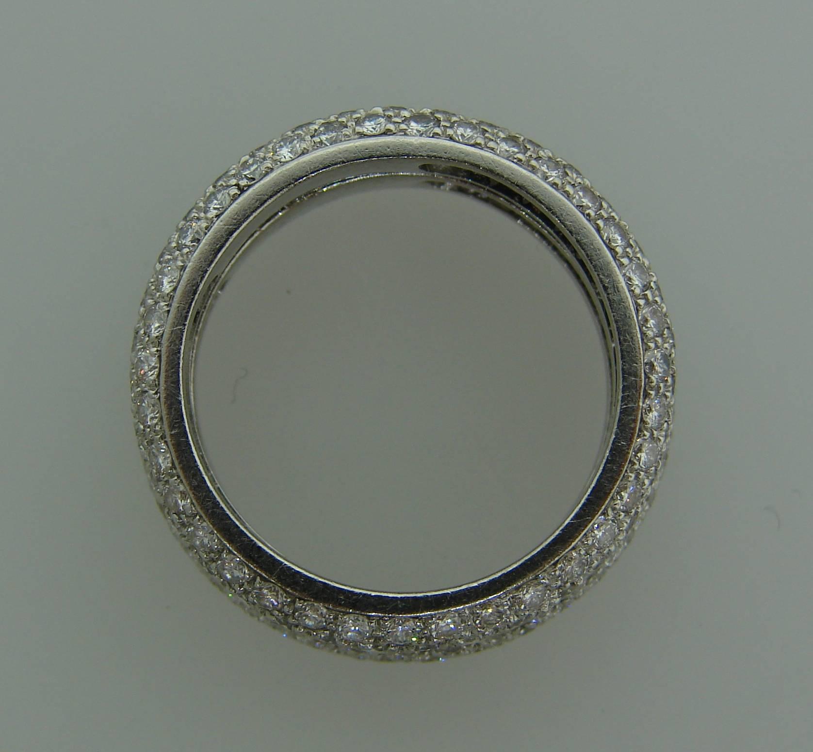 Women's or Men's Cartier Diamond Platinum Eternity Band Ring Pair