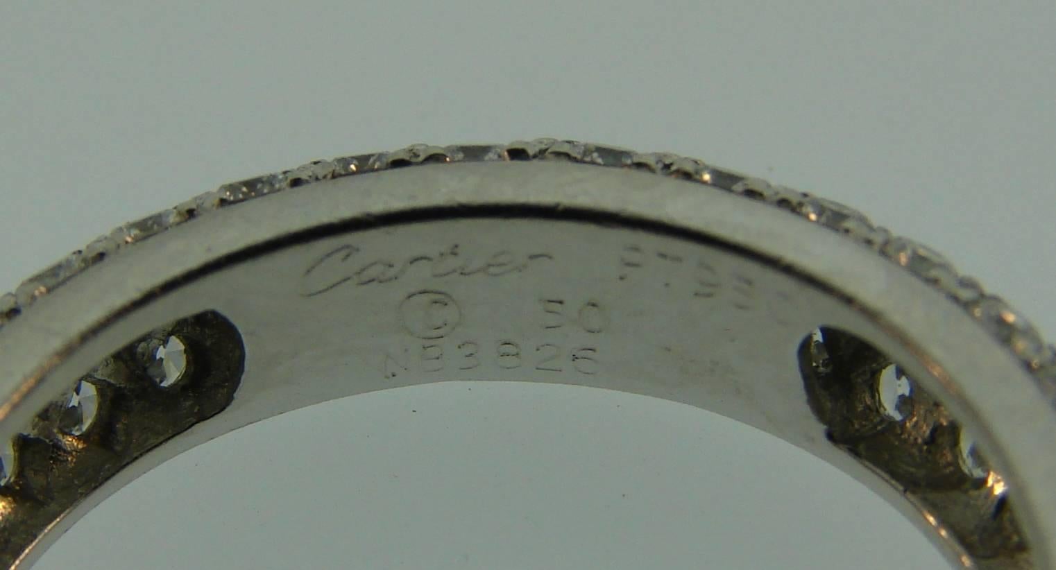 Cartier Diamond Platinum Eternity Band Ring Pair 1