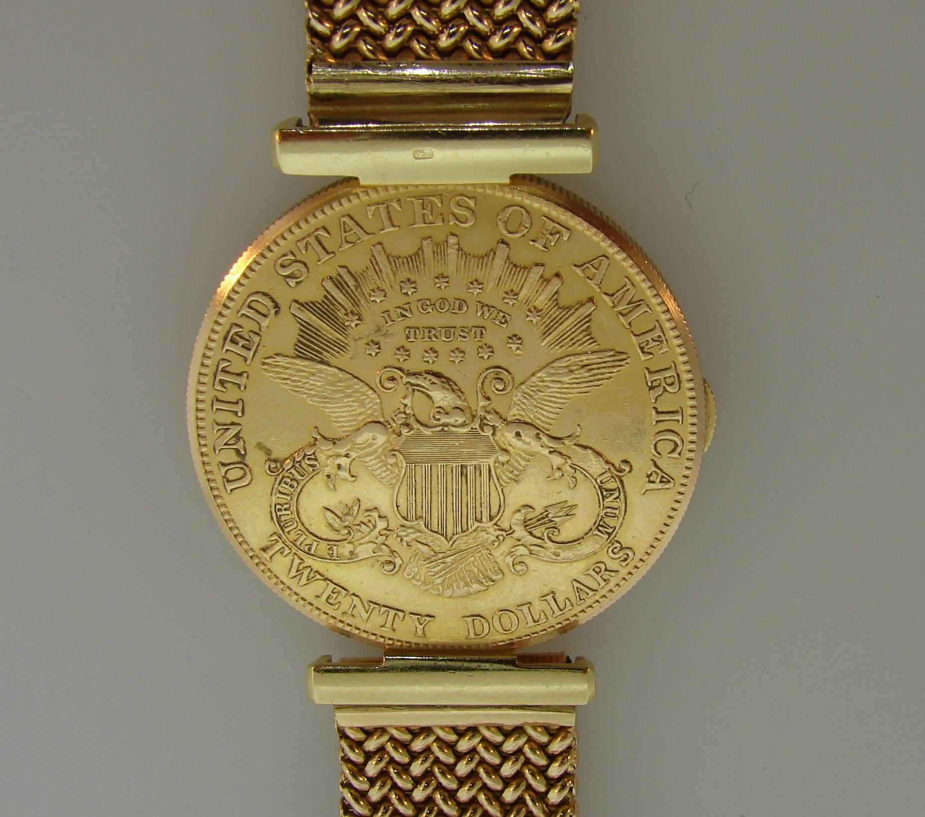 Women's or Men's Corum Yellow Gold Coin Bracelet mechanical Wristwatch 